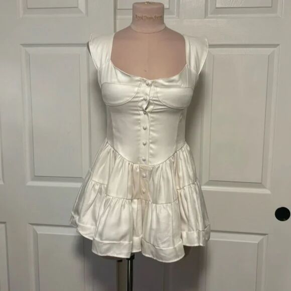 Vanessa Mooney Elizabeth Romper Dress, White Silk - Picture 2 of 3